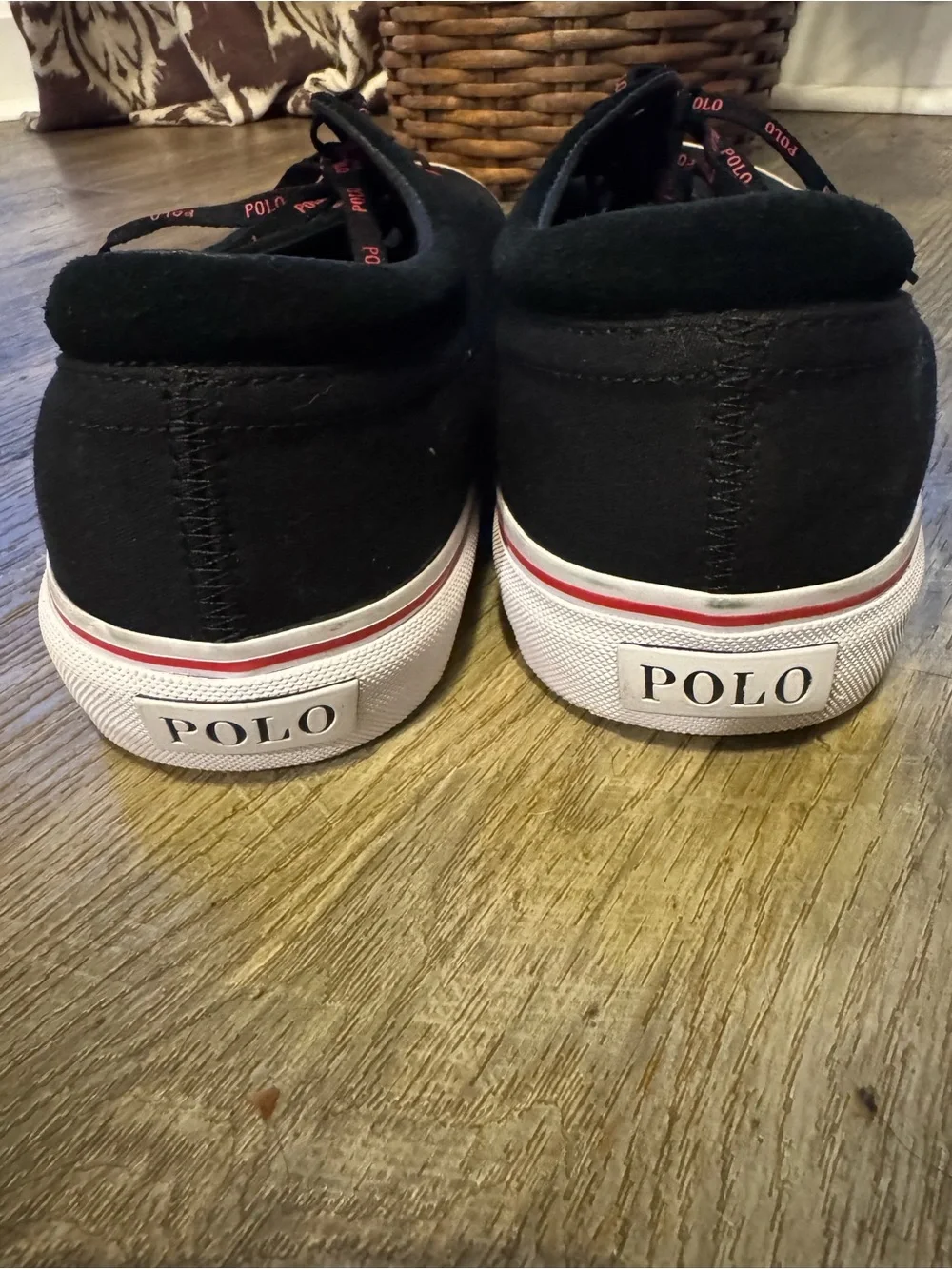 Polo Ralph Lauren Men's Faxon X Low-Top Canvas Sneaker Black & Red Sz 15